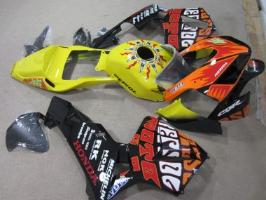 2003-2004 Yellow Orange Glossy Black Rossi Repsol 46 Honda CBR600RR Motorcycle Fairings UK Stores