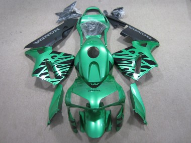 2003-2004 Green Black Flame Honda CBR600RR Motorcycle Fairings UK Stores