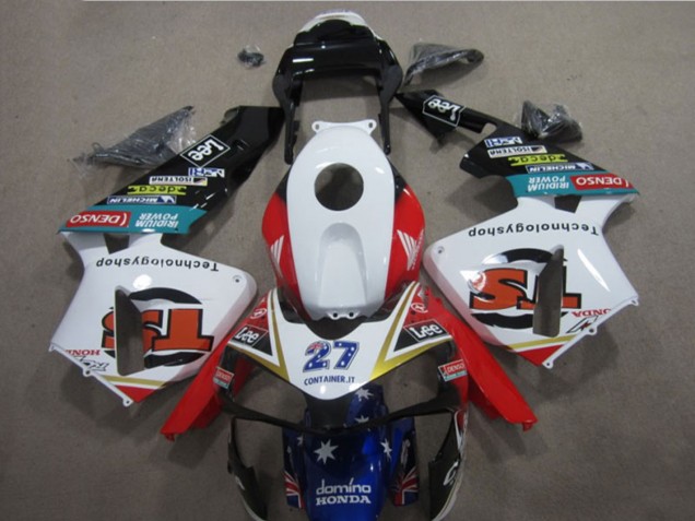2005-2006 White Red Blue Glossy Black Star Lee 27 Honda CBR600RR Motorcycle Fairings UK Stores