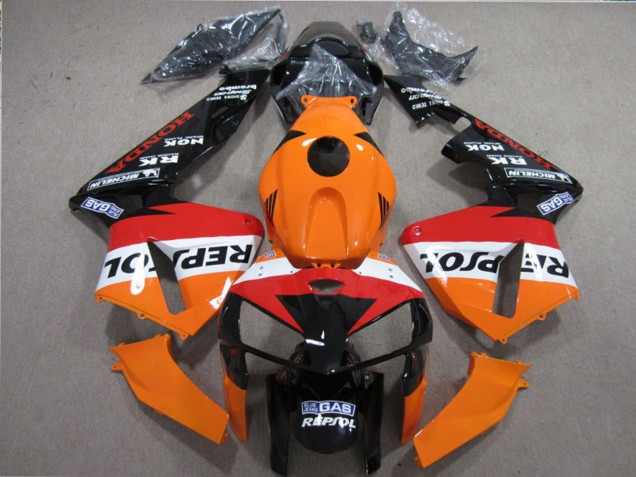 2005-2006 Orange White Red Glossy Black Repsol Honda CBR600RR Motorcycle Fairings Kits UK Stores