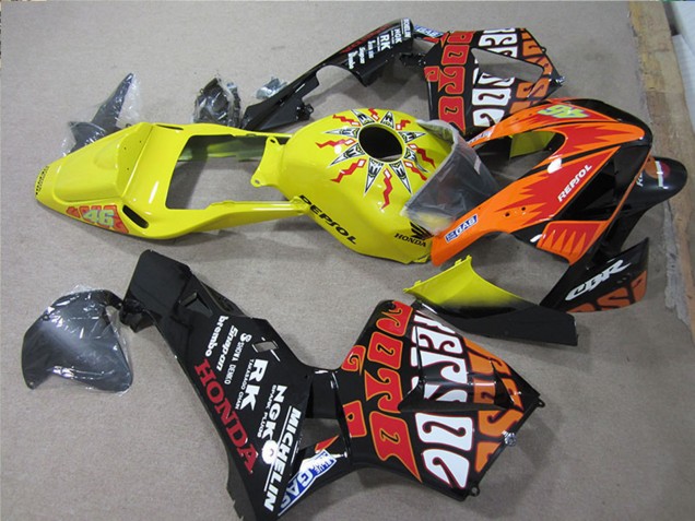 2005-2006 Black Orange Yellow Rossi Repsol Honda CBR600RR Motorcycle Fairings UK Stores