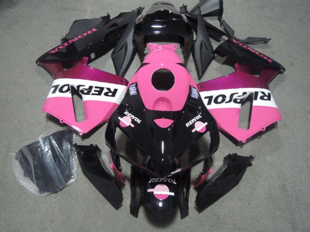 2005-2006 Glossy Black Pink Repsol Honda CBR600RR Motorcycle Fairings UK Stores