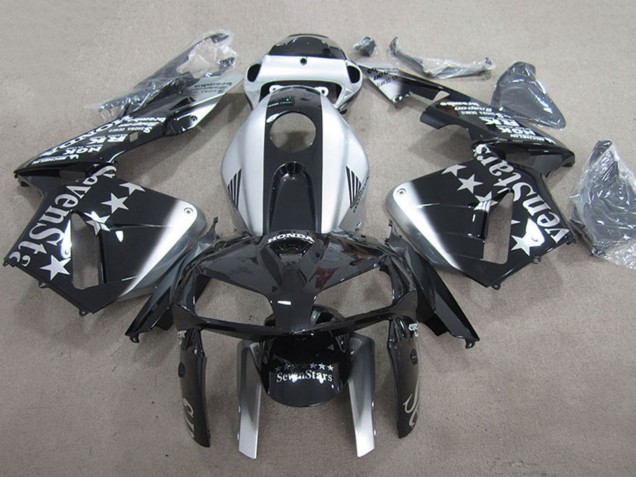 2005-2006 Glossy Black Silver SevenStars Honda CBR600RR Motorcycle Fairings UK Stores