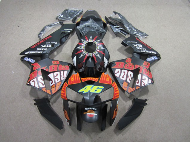 2005-2006 Matte Black Valentino Rossi Repsol 46 Honda CBR600RR Motorcycle Fairings UK Stores