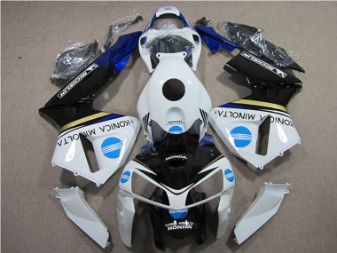 2005-2006 White Blue Yellow Glossy Black Konica Minolta Honda CBR600RR Motorcycle Fairings UK Stores