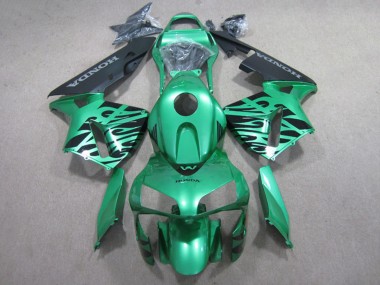 2007-2008 Green Glossy Black Flame Honda CBR600RR Motorcycle Fairings UK Stores