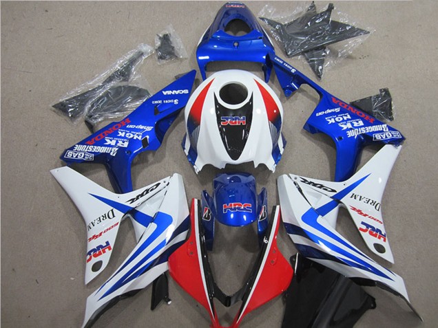 2007-2008 White Red Blue HRC Honda CBR600RR Bike Fairings UK Stores
