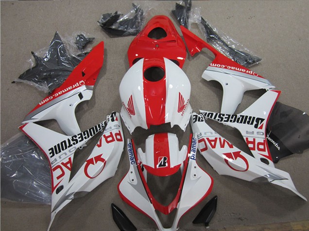 2007-2008 White Red Pramac Bridgestone Honda CBR600RR Motorcycle Fairings UK Stores