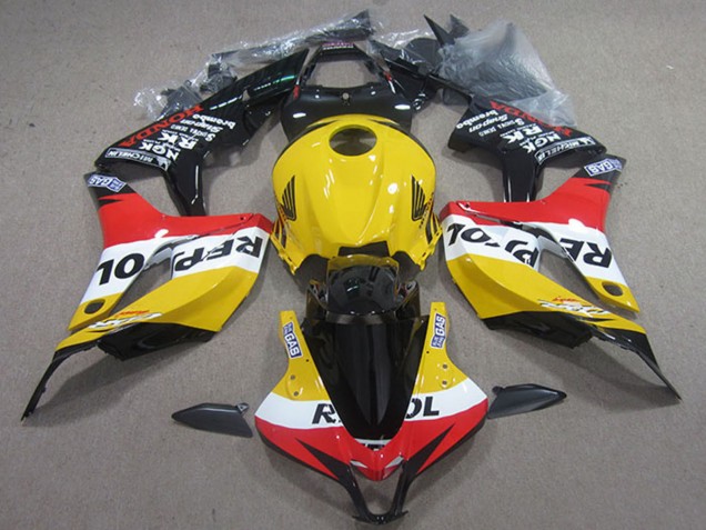 2007-2008 Yellow White Red Glossy Black Repsol Honda CBR600RR Motorcycle Fairings UK Stores