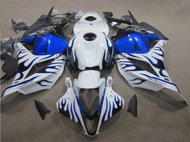 2009-2012 White Blue Flame Honda CBR600RR Motorcycle Fairings UK Stores