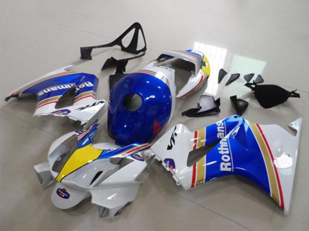 2002-2013 White Blue Yellow Rothmans Honda VFR 800 Motorcycle Fairings UK Stores