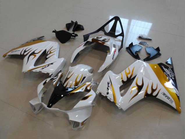 2002-2013 White Gold Flame Honda VFR 800 Motorcycle Fairing UK Stores
