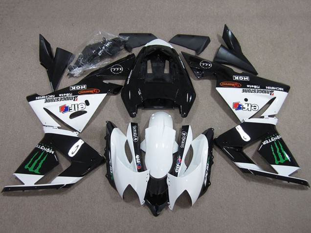 2004-2005 Black White Monster Kawasaki ZX10R Motorcycle Fairings UK Stores