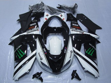 2006-2007 White Glossy Black Green Elf Touch4 Monster Kawasaki ZX10R Motorcycle Fairings UK Stores
