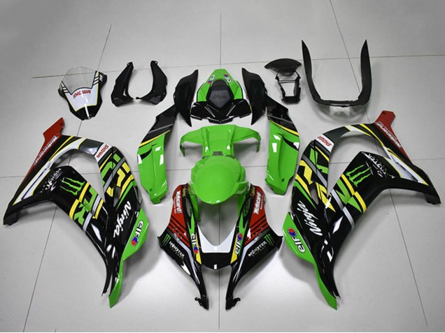 2016-2020 Green Yellow Red White Black Monster Kawasaki ZX10R Motorcycle Fairings UK Stores
