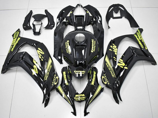 2016-2020 Glossy Black Yellow Motul Racing Team Motocard Kawasaki ZX10R Motorcycle Fairings UK Stores