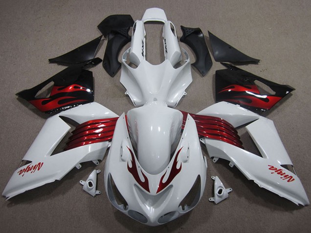 2006-2011 White Red Black Kawasaki ZX14R ZZR1400 Motorcycle Fairings UK Stores