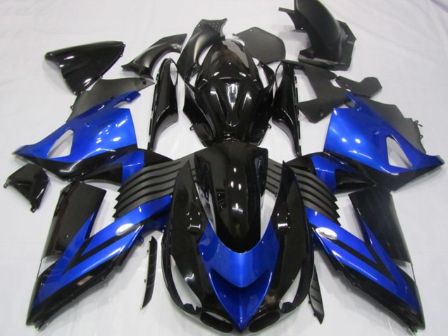 2006-2011 Blue Glossy Black Kawasaki ZX14R ZZR1400 Motorcycle Fairings UK Stores