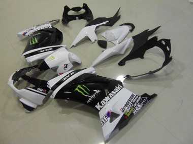 2008-2012 White Glossy Black GREEN Elf Monster Kawasaki ZX250R Motorcycle Fairings UK Stores