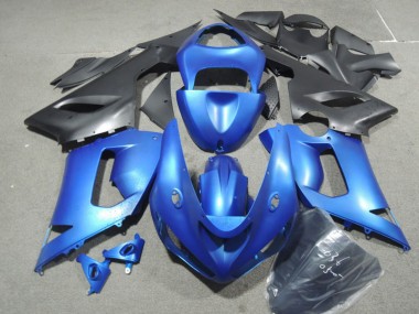 2005-2006 Blue Matte Black Kawasaki ZX6R Motorcycle Fairing Kits UK Stores