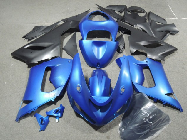 2005-2006 Blue Matte Black Kawasaki ZX6R Motorcycle Fairing Kits UK Stores