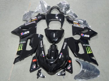 2005-2006 Glossy Black Green Monster Kawasaki ZX6R Motorcycle Fairings UK Stores