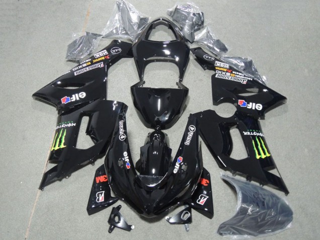 2005-2006 Glossy Black Green Monster Kawasaki ZX6R Motorcycle Fairings UK Stores