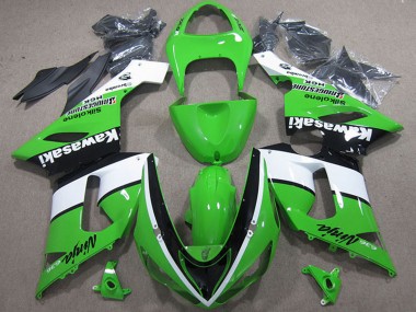 2005-2006 Green White Black Kawasaki ZX6R Motorcycle Fairings UK Stores