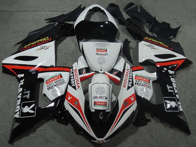 2005-2006 White Black Red Rizoma Playboy Kawasaki ZX6R Motorcycle Fairings UK Stores