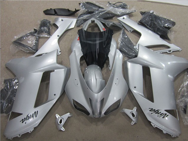 2007-2008 Silver Kawasaki ZX6R Motorcycle Fairings UK Stores