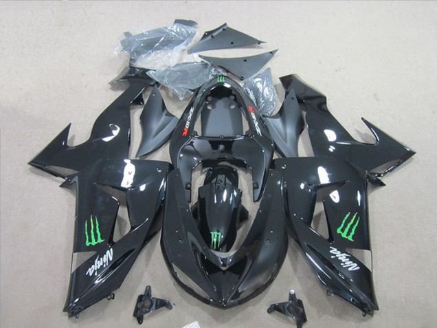 2007-2008 Black Ninja Green Monster Kawasaki ZX6R Motorcycle Fairings UK Stores