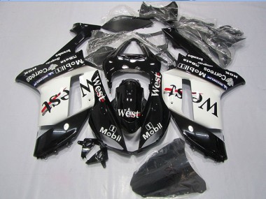 2007-2008 Black West Mobil Kawasaki ZX6R Motorcycle Fairings UK Stores