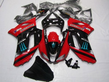 2007-2008 Red Black Monster Kawasaki ZX6R Motorcycle Fairings UK Stores