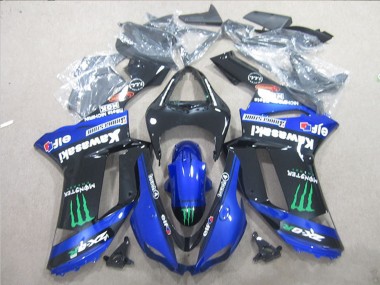 2007-2008 Black Blue Green Monster Kawasaki ZX6R Motorcycle Fairings UK Stores