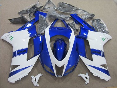 2007-2008 Blue White Monster Kawasaki ZX6R Motorcycle Fairings UK Stores