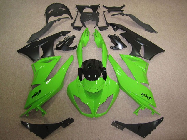 2009-2012 Green Glossy Black Matte Black Kawasaki ZX6R Motorcycle Fairings UK Stores