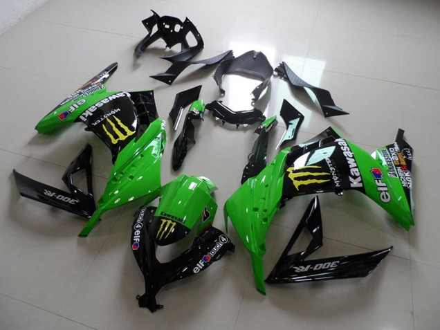 2013-2018 Green Glossy Black Yellow Elf Touch4 Monster Kawasaki ZX300R Motorcycle Fairings UK Stores