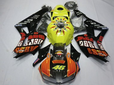 2013-2026 Yellow Orange Glossy Black Rossi 46 Honda CBR600RR Motorcycle Fairings UK Stores