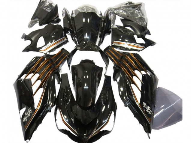 2012-2024 Glossy Black Orange Kawasaki ZX14R ZZR 1400 Motorcycle Fairings UK Stores