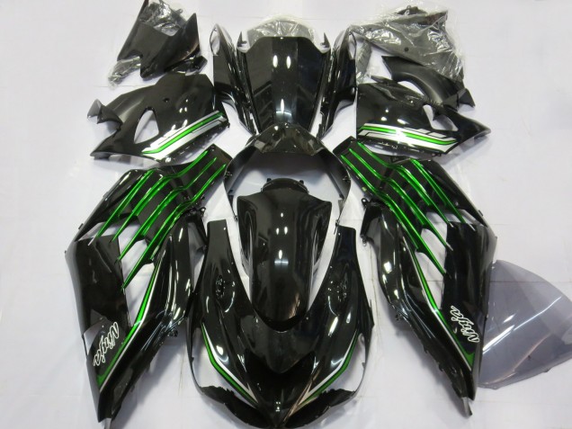 2012-2024 Glossy Black Green Kawasaki ZX14R ZZR 1400 Motorcycle Fairings UK Stores