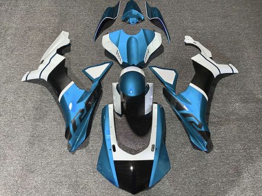 2015-2019 Light Blue White Carbon Fiber Accents Yamaha R1 Motorcycle Fairings UK Stores