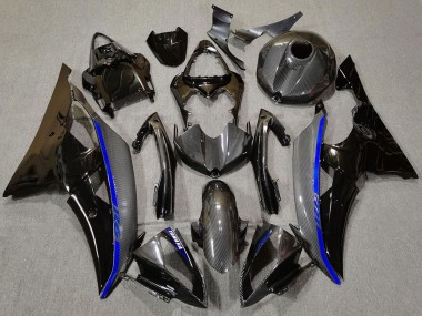 2008-2016 Glossy Black Carbon Fiber Style Blue Yamaha R6 Motorcycle Fairings UK Stores