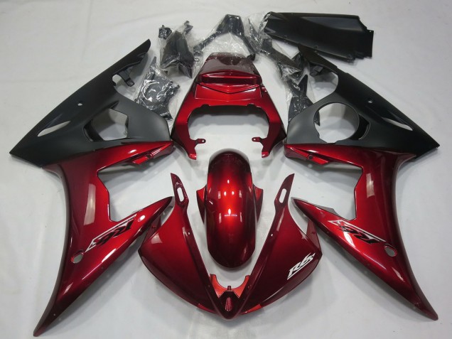 2005 Dark Red Matte Black Yamaha R6 Motorcycle Fairings UK Stores