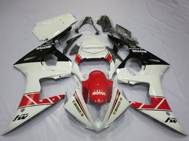 2005 White Red Glossy Black Motul Yamaha R6 Motorcycle Fairings UK Stores
