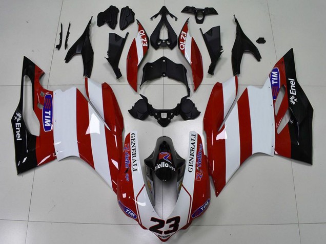 2015-2017 White Red Glossy Black Generali Tim 23 Ducati 959 1299 Motorcycle Fairings UK Stores