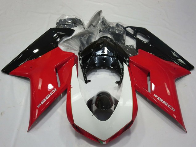 2007-2014 Red White Glossy Black Ducati 1098 Motorcycle Fairings UK Stores