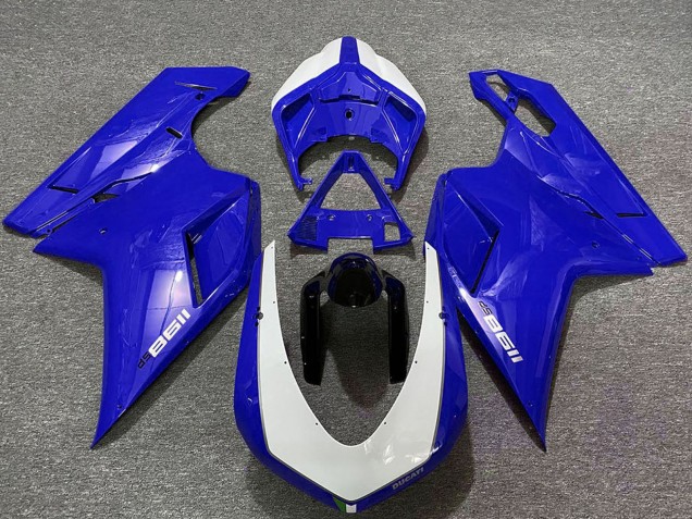 2007-2014 Glossy Blue White Ducati 1198 Motorcycle Fairings UK Stores