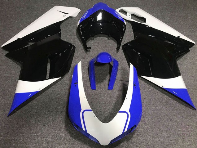2007-2014 White Blue Glossy Black Ducati 848 1098 1198 Motorcycle Fairing UK Stores