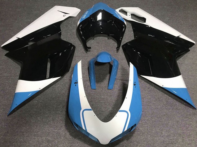2007-2014 White Blue Glossy Black Ducati 848 1098 1198 Motorcycle Fairings UK Stores