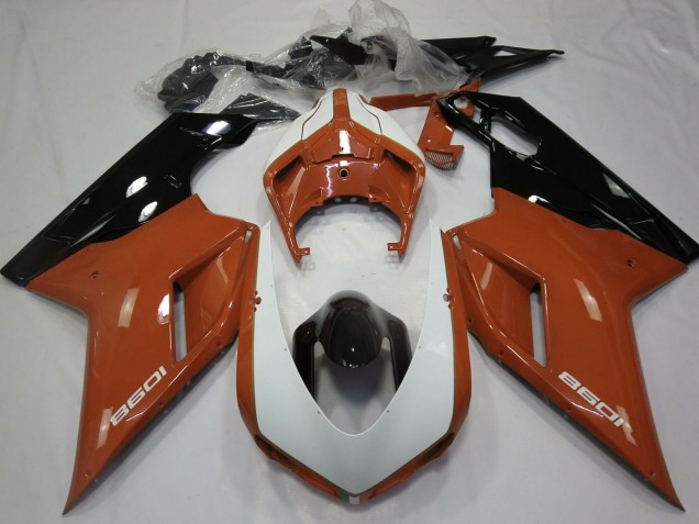 2007-2014 Brown White Glossy Black Ducati 1098 Motorcycle Fairings UK Stores